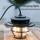 LED Camping Lantern Retro Hanging Light Portable Stepless Dimming Waterproof Rechargeable Outdoor Camping and Emergency Lighting